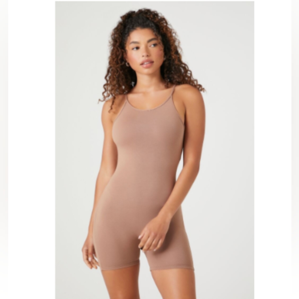 Coffee Mocha Romper Fitted Cami Spaghetti Playsuit Jumpsuit Cotton Onesie Basic